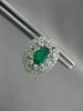 ESTATE 1.32CT DIAMOND & AAA EMERALD 14KT WHITE GOLD OVAL FLOWER HUGGIE EARRINGS