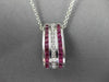 ESTATE LARGE 1.57CTW DIAMONDS & AAA RUBY 14KT WHITE GOLD SLIDE PENDANT & CHAIN