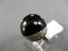 ESTATE .57CT DIAMOND & ONYX 14K WHITE GOLD 3D DOME MOON STAR ROMANTIC LOVE RING