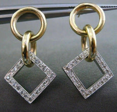 ESTATE .46CT DIAMOND 14K WHITE & YELLOW GOLD 3D CIRCLE & SQUARE HANGING EARRINGS