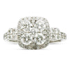 ESTATE 1.39CT ROUND DIAMOND 18KT WHITE GOLD CLUSTER SQUARE LOVE ENGAGEMENT RING