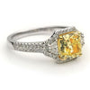 ESTATE LARGE 2.34CT WHITE & FANCY YELLOW DIAMOND 18K 2 TONE GOLD ENGAGEMENT RING