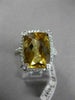 ESTATE LARGE 6.50CT DIAMOND & AAA CITRINE 14KT WHITE GOLD 3D FILIGREE HALO RING