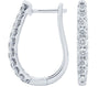 1.0CT DIAMOND 14K WHITE GOLD CLASSIC OVAL LEVERBACK HUGGIE HOOP HANGING EARRINGS