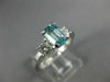 1.72CT DIAMOND & AAA AQUAMARINE 14K WHITE GOLD 3D 3 STONE ENGAGEMENT RING #26564