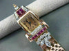 ANTIQUE 2.75CT DIAMOND & AAA RUBY 14KT WHITE & ROSE GOLD HAMILTON WATCH #22361