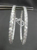 ESTATE LARGE 3.96CT DIAMOND 18K WHITE GOLD 3D CLASSIC DOUBLE SIDED HOOP EARRINGS