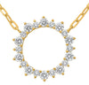 1.0CT DIAMOND 14K YELLOW GOLD 3D CLASSIC CIRCLE OF LIFE ADJUSTABLE LOVE NECKLACE