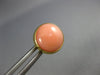 ESTATE AAA CABOCHON CORAL 14KT YELLOW GOLD 3D BEZEL CLASSIC ROUND STUD EARRINGS