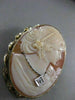 LARGE ANTIQUE DIAMOND HABILLE LADY CAMEO 14KT YELLOW GOLD PIN PENDANT #21229