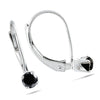 ESTATE .23CT BLACK DIAMOND 14KT WHITE GOLD SOLITAIRE LEVERBACK HANGING EARRINGS