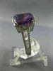 ESTATE 6.31CT DIAMOND & AMETHYST 14KT WHITE GOLD 3D OPEN HALO FILIGREE FUN RING