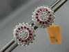 ESTATE LARGE .58CT DIAMOND & RUBY 14KT WHITE GOLD FLOWER FILIGREE STUD EARRINGS