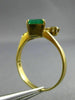 ESTATE .80CT DIAMOND & AAA EMERALD 18KT YELLOW GOLD 3D LEAF ROPE HEART LOVE RING
