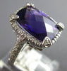 LARGE 6.34CT DIAMOND & AAA AMETHYST 14KT WHITE GOLD 3D CUSHION & ROUND HALO RING