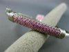 ESTATE 1.15CT PINK SAPPHIRE 14KT WHITE GOLD 3D CLASSIC MULTI ROW BANGLE BRACELET