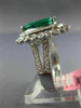 ESTATE LARGE 3.33CT DIAMOND & AAA EMERALD 18K WHITE GOLD FLIGREE ENGAGEMENT RING