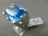 ESTATE MASSIVE 32.69CT DIAMOND & AAA BLUE TOPAZ 14KT WHITE GOLD 3D NEW YORK RING