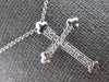 ESTATE .17CT DIAMOND 14KT WHITE GOLD 3D CLASSIC CROSS FLORAL FLOATING PENDANT