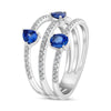 WIDE 1.20CT DIAMOND & AAA SAPPHIRE 14KT WHITE GOLD MULTI SHAPE 3 ROW FUN RING