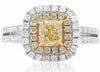 EGL LARGE 1.77CT WHITE & FANCY YELLOW DIAMOND 18KT 2 TONE GOLD ENGAGEMENT RING