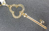 ESTATE .40CT DIAMOND 14KT YELLOW GOLD 3D 3 LEAF CLOVER KEY TO YOUR HEART PENDANT