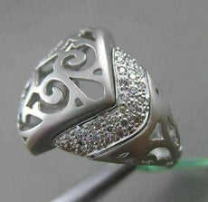 ESTATE LARGE .29CT DIAMOND 18K WHITE GOLD 3D HANDCRAFTED FILIGREE MATTE FUN RING