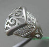 ESTATE LARGE .29CT DIAMOND 18K WHITE GOLD 3D HANDCRAFTED FILIGREE MATTE FUN RING