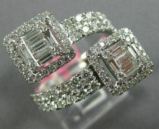 ESTATE LARGE 1.20CT DIAMOND 18KT WHITE GOLD 3D CLUSTER CRISS CROSS LOVE RING