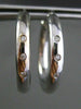 ESTATE LARGE .12CT DIAMOND 14KT WHITE GOLD PAST PRESENT FUTURE HOOP EARRINGS