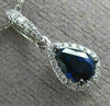 ESTATE .67CT DIAMOND & AAA SAPPHIRE 14KT WHITE GOLD TEAR DROP PEAR SHAPE PENDANT