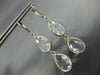 ESTATE LARGE AAA CRYSTAL 14K WHITE GOLD 3D TEAR DROP LEVER BACK HANGING EARRINGS
