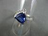 ESTATE WIDE 1.68CT DIAMOND & AAA TANZANITE 14K WHITE GOLD 3D TRILLION RING #2454