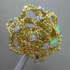 ESTATE EXTRA LARGE .23CT DIAMOND 18KT TWO TONE GOLD 3D HANDCRAFTED FLOWER RING