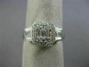 ESTATE 1.04CT ROUND & BAGUETTE DIAMOND 18KT WHITE GOLD CLUSTER SQUARE HALO RING