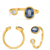 1.21CT DIAMOND & AAA SAPPHIRE 14KT YELLOW GOLD OVAL & ROUND SOLITAIRE LOVE RING