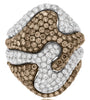 LARGE 6.21CT WHITE & CHOCOLATE FANCY DIAMOND 18KT WHITE GOLD MULTI ROW OVAL RING