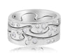 ESTATE WIDE .45CT DIAMOND 14KT WHITE GOLD 3D DOUBLE SWIRL ETOILE FUN RING
