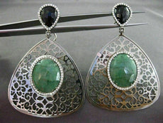 ESTATE 2.23CT DIAMOND AAA AGATE & ONYX 14KT BLACK GOLD FILIGREE CLIP ON EARRINGS