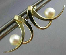 ESTATE AAA SOUTH SEA PEARL 14K YELLOW GOLD 3D DOUBLE ROW HANGING EARRINGS #26234