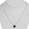 1.93CT DIAMOND & AAA RUBY 14KT WHITE GOLD PEAR SHAPE FLOWER ADJUSTABLE NECKLACE