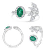 LARGE 1.40CT DIAMOND & AAA EMERALD 14KT WHITE GOLD MULTI SHAPE MULTI LEAF RING