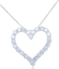 ESTATE 5.8CT DIAMOND 18KT WHITE GOLD 3D SHARED PRONG OPEN HEART FLOATING PENDANT