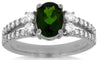 1.95CT DIAMOND & AAA RUSSALITE 14KT WHITE GOLD 3D OVAL & ROUND ENGAGEMENT RING