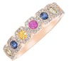 ESTATE .84CT DIAMOND & AAA MULTI COLOR SAPPHIRE 14K ROSE GOLD ROUND HEXAGON RING