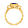 LARGE 2.73CT DIAMOND AAA SAPPHIRE 14KT YELLOW GOLD CUSHION ROUND ENGAGEMENT RING