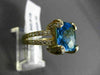 ESTATE LARGE 6.54CT DIAMOND & AAA EXTRA FACET BLUE TOPAZ 14K YELLOW GOLD 3D RING