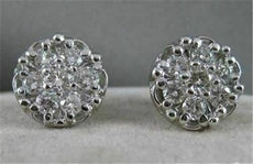 ESTATE .93CTW DIAMOND FLOWER CLUSTER 14K WHITE GOLD EARRINGS F/G VVS/VS #10320