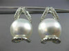 ESTATE LARGE .4CT DIAMOND & AAA SOUTH SEA PEARLS 18K WHITE GOLD HANGING EARRINGS