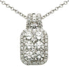 ESTATE 1.05CT DIAMOND 18KT WHITE GOLD 3D ROUND CLUSTER RECTANGULAR LOVE PENDANT